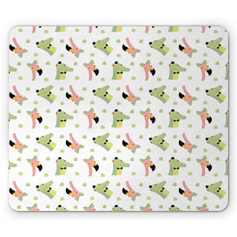 Crocodile Flamingo Doodle Mouse Pad