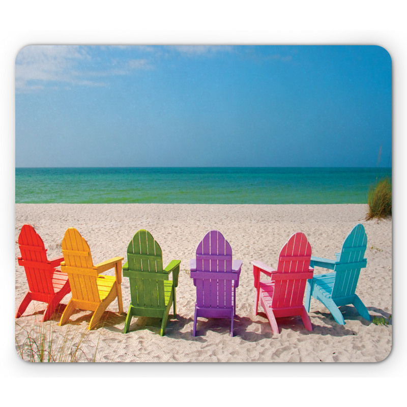 Colorful Wooden Deckchairs Mouse Pad