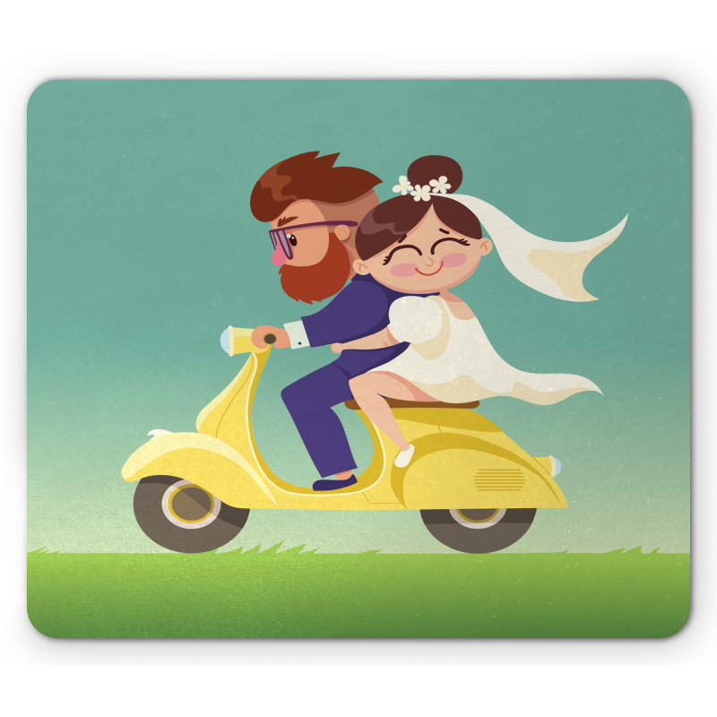 Happy Newlyweds on a Scooter Mouse Pad