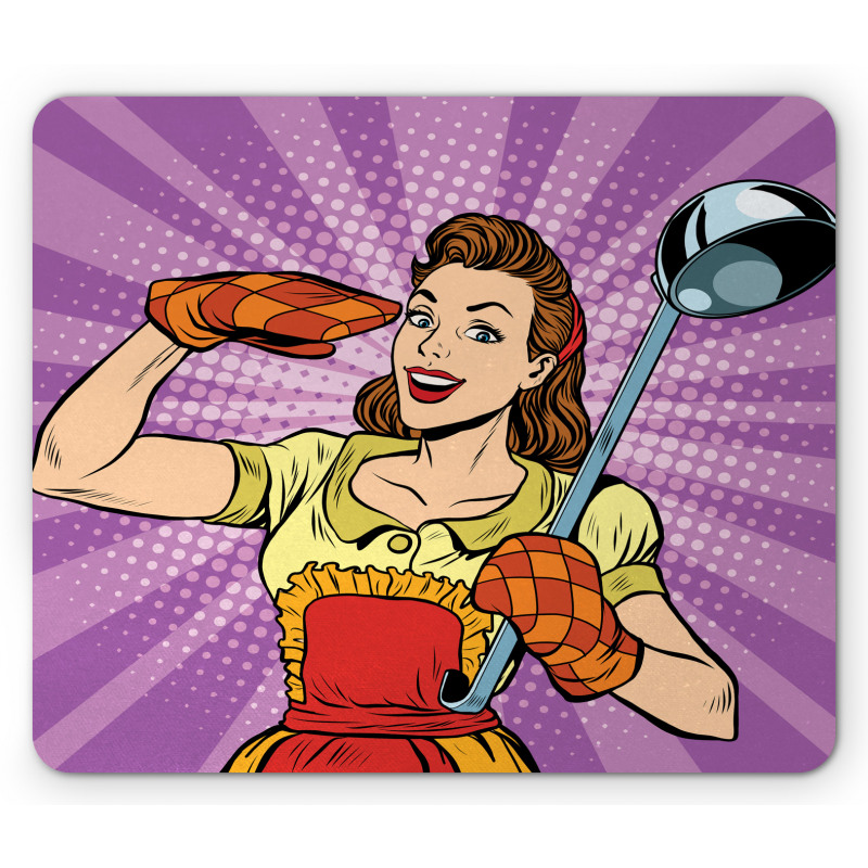 Retro Housewife Cooking Dinner Mouse Pad