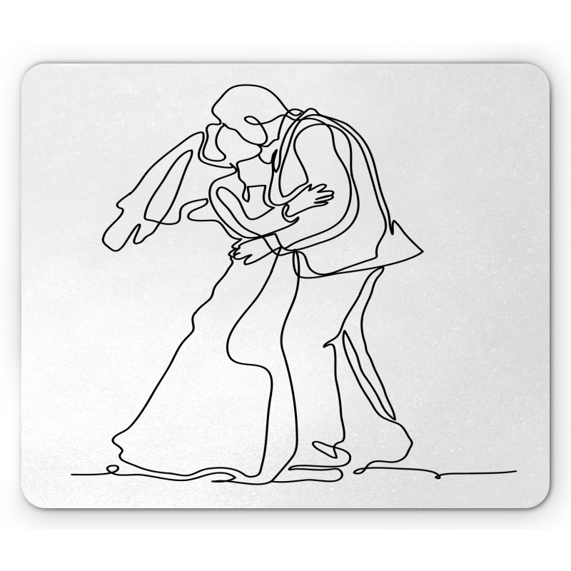 Kissing Romantic Couple Sketch Mouse Pad