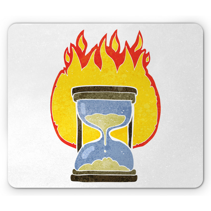 Retro Hourglass on Fire Mouse Pad