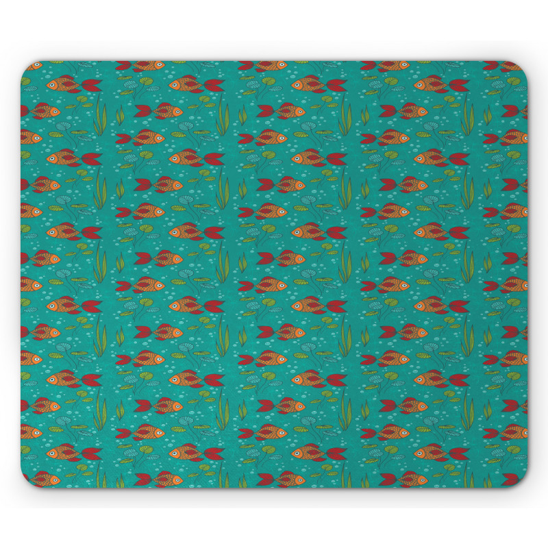 Hand-drawn Fishes Plants Mouse Pad