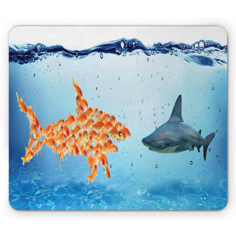 Fish Team up Against Shark Mouse Pad