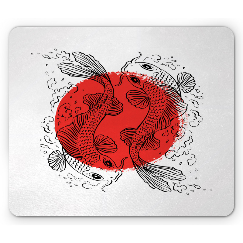 Japanese Carps on Circle Mouse Pad