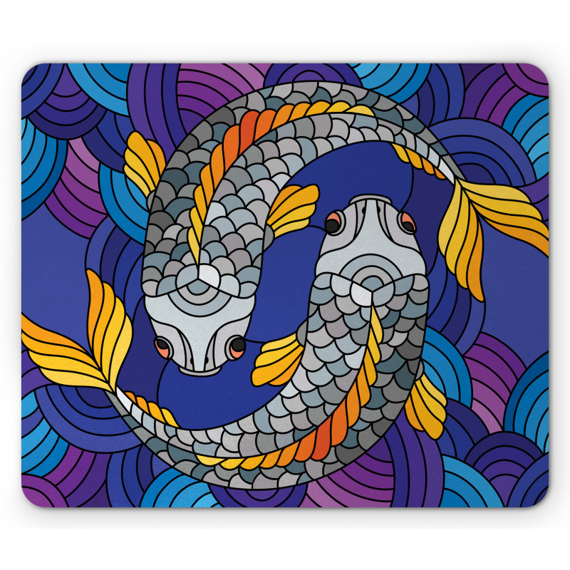 Stained Glass Style Fish Mouse Pad