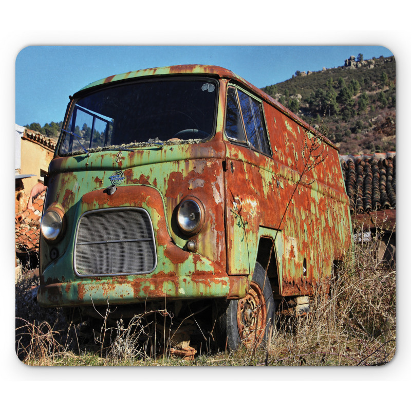 Damaged Old Green Van Mouse Pad