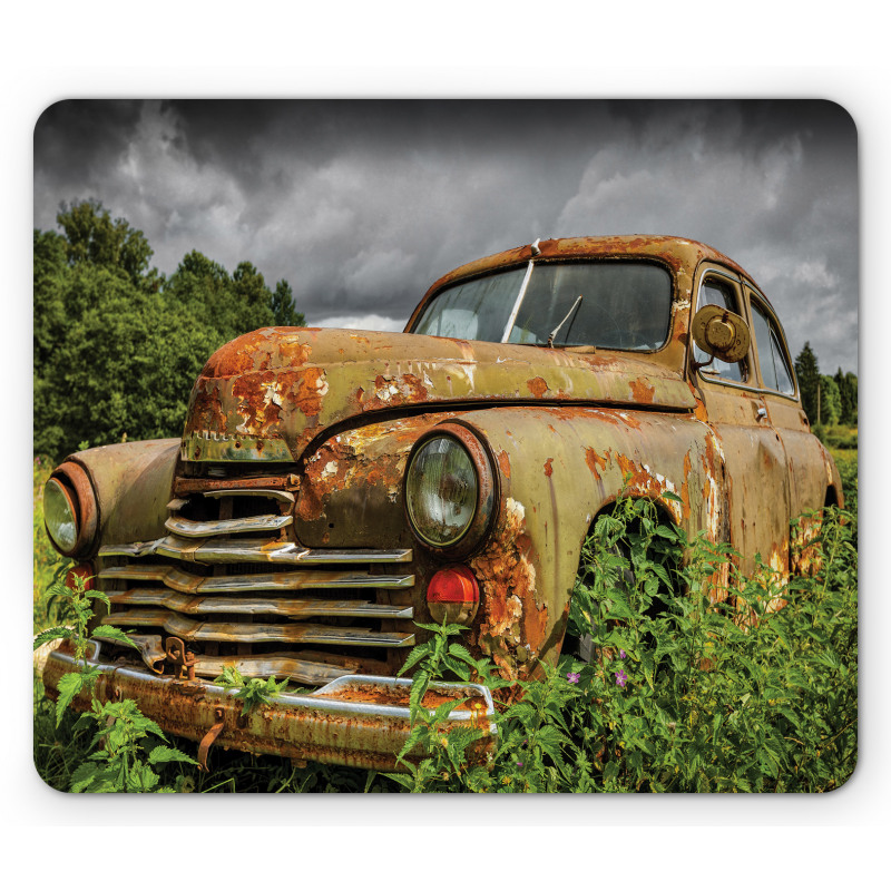 Discarded Rusty Junk Car Mouse Pad