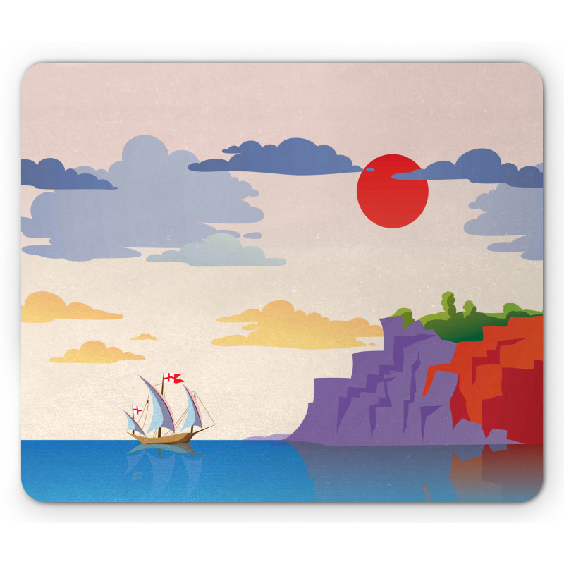 Coastal Landscape Ship Mouse Pad