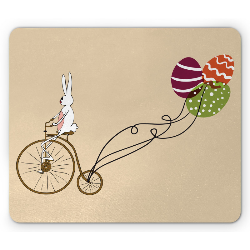 Bunny on Bike Egg Balloons Mouse Pad