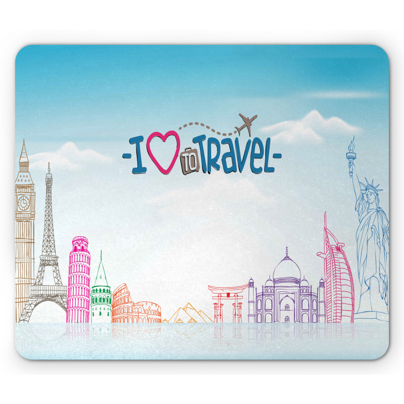 I Love to Travel Words Sky Mouse Pad