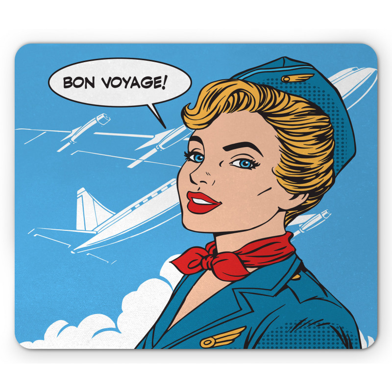 Bon Voyage Stewardess Retro Mouse Pad