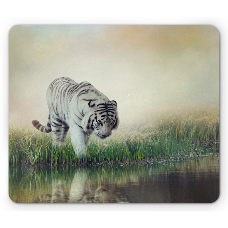 Albino Tiger Near a River Mouse Pad