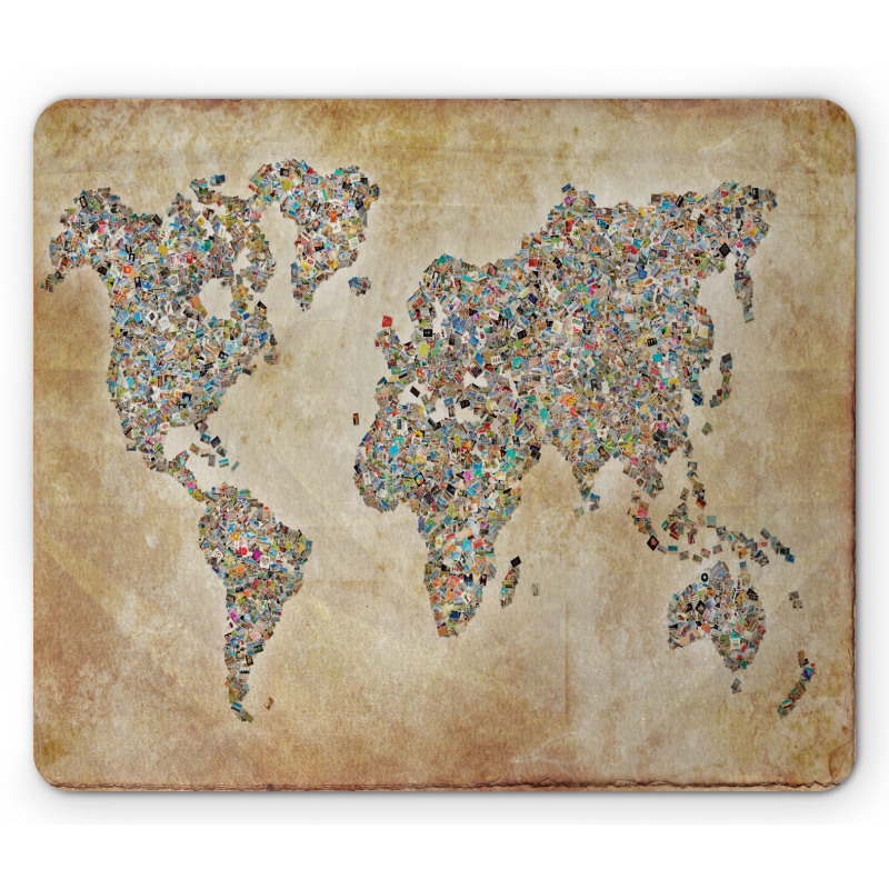 Vintage Collage World Map Mouse Pad