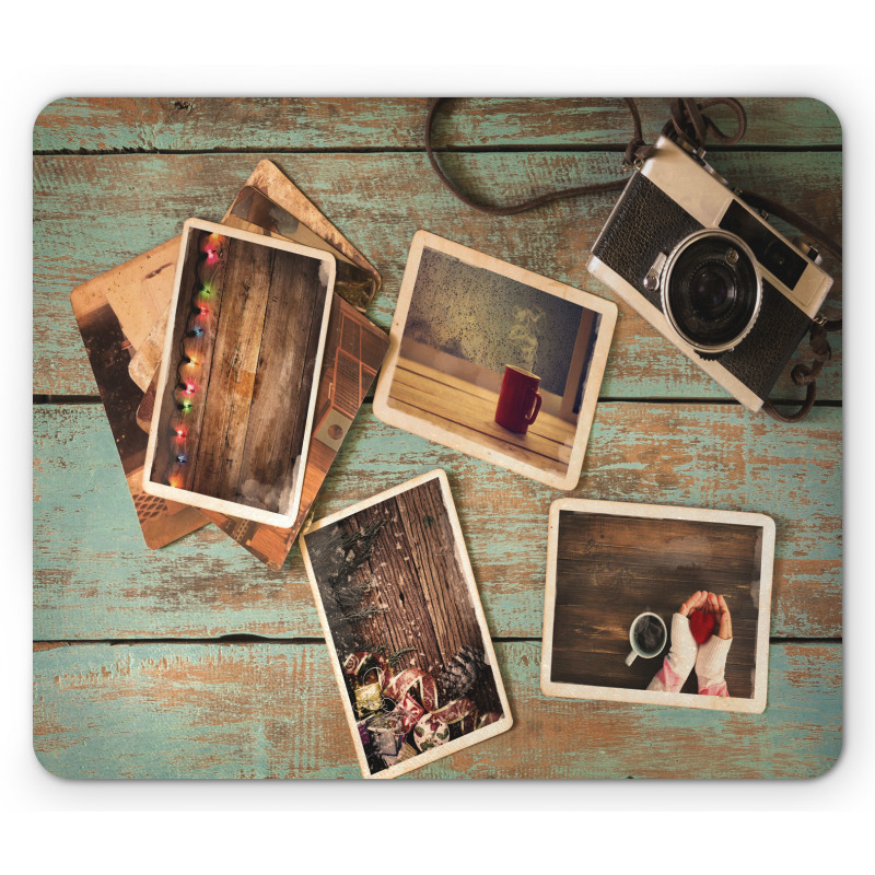 Retro Cozy Christmas Photos Mouse Pad