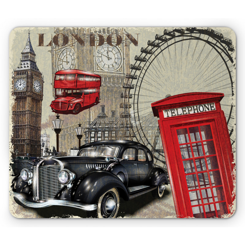 Vintage London Sign Collage Mouse Pad