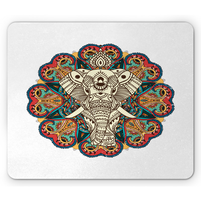 Exotic Vivid Tiled Elephant Mouse Pad