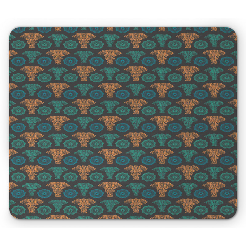 Floral Elephant Mandala Mouse Pad