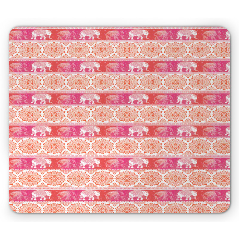 Girlish Elephant and Flower Mouse Pad