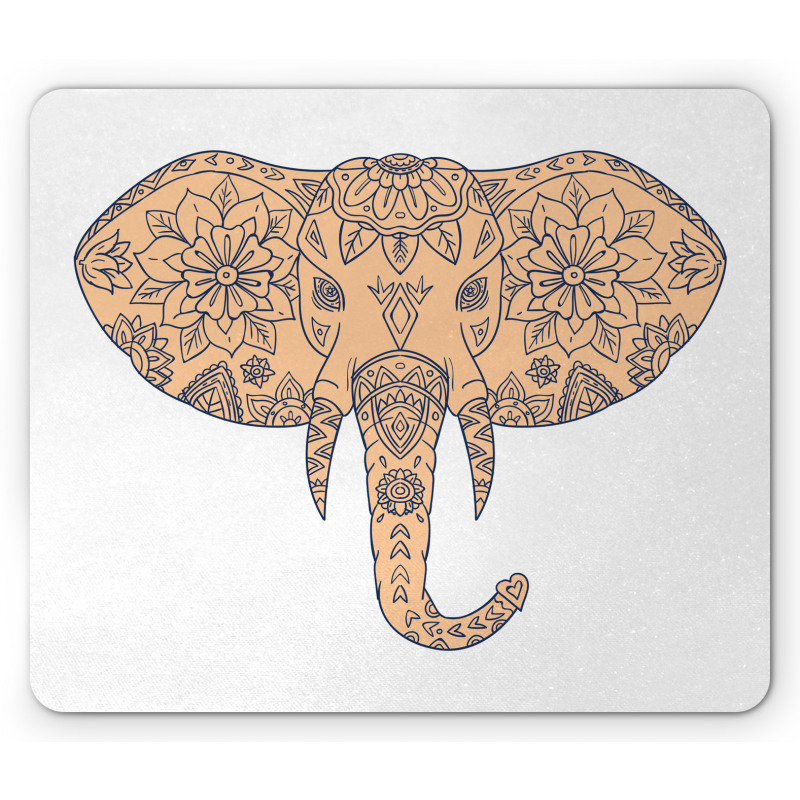 Floral Elephant Head Front Mouse Pad