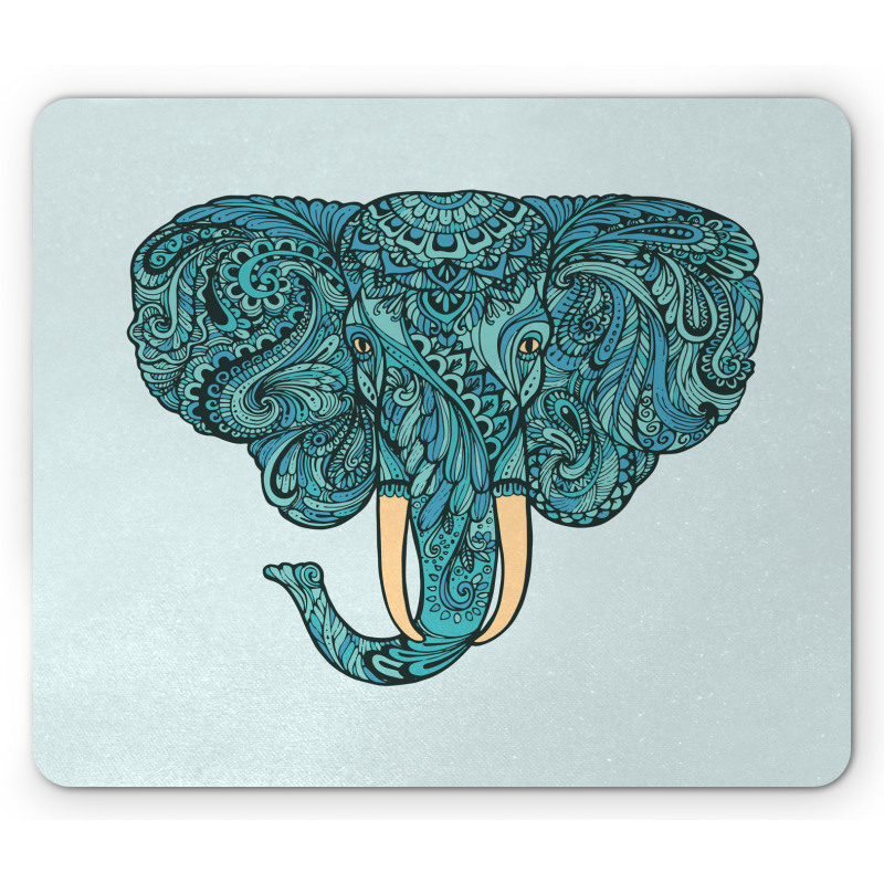 Elephant Head Motif Pattern Mouse Pad