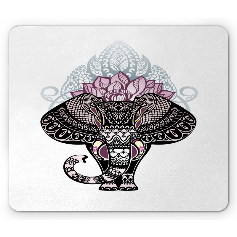 Elephant with Floral Crown Mouse Pad