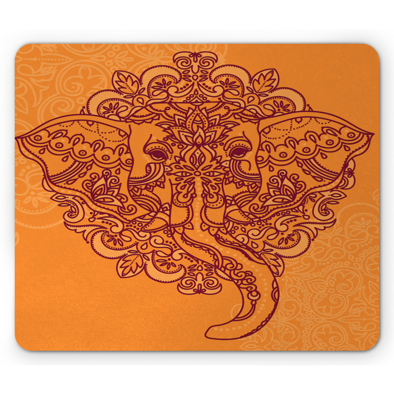 Paisley Ornamental Elephant Mouse Pad