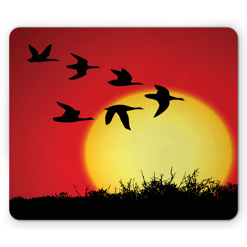 Skein of Geese Migrate Sunset Mouse Pad