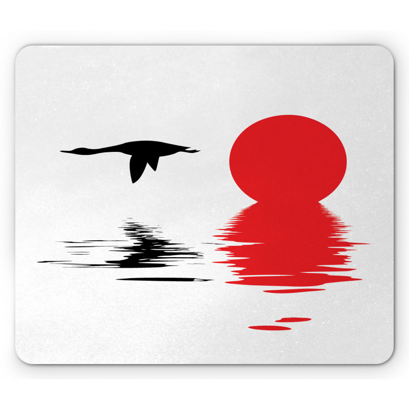 Goose Flying Alone Silhouette Mouse Pad