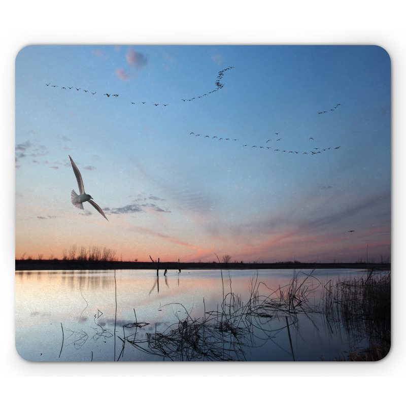 Geese Flying Across Wild Lake Mouse Pad