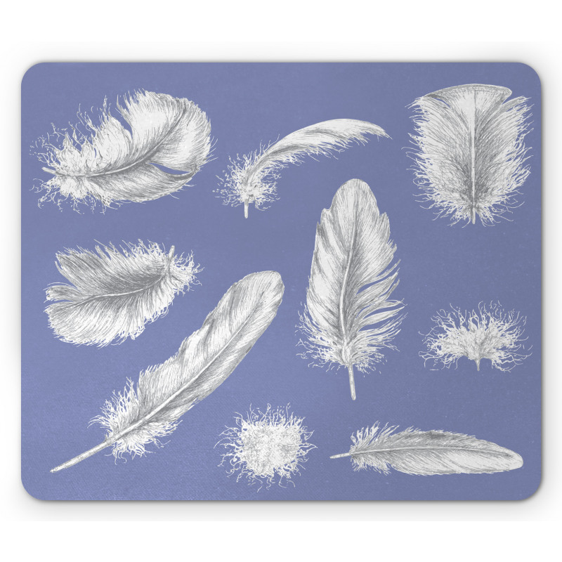 Fluffy Greyscale Elements Mouse Pad