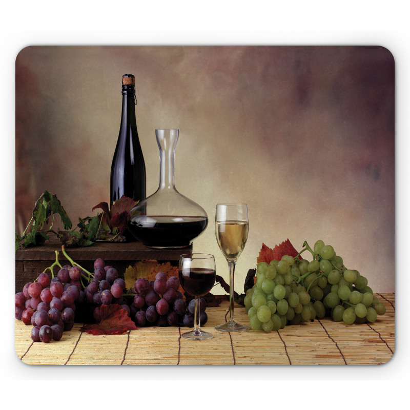 Grapes Wines Bottles Glasses Mouse Pad