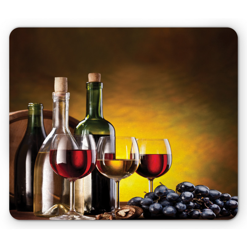 Grapes Bottles and Glasses Mouse Pad