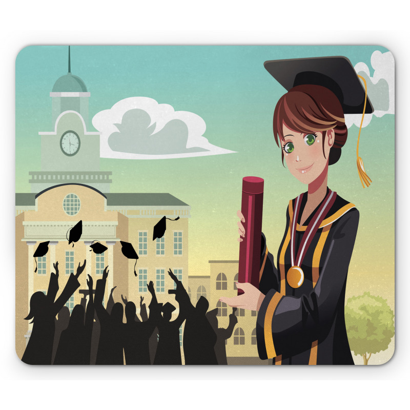 Girl Holding Diploma Mouse Pad