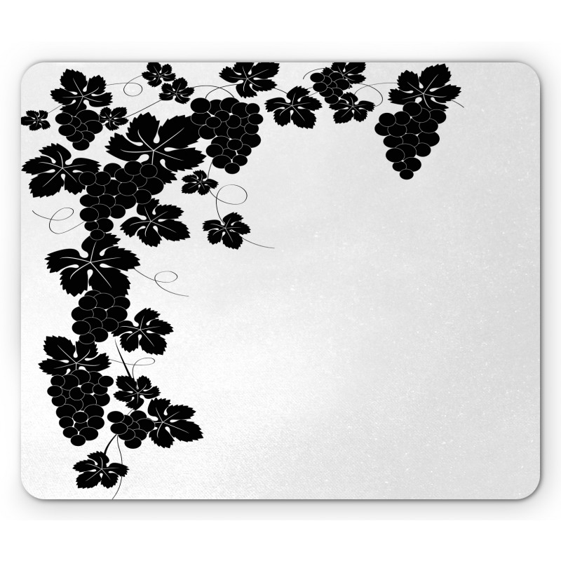 Monochrome Grape and Leafage Mouse Pad