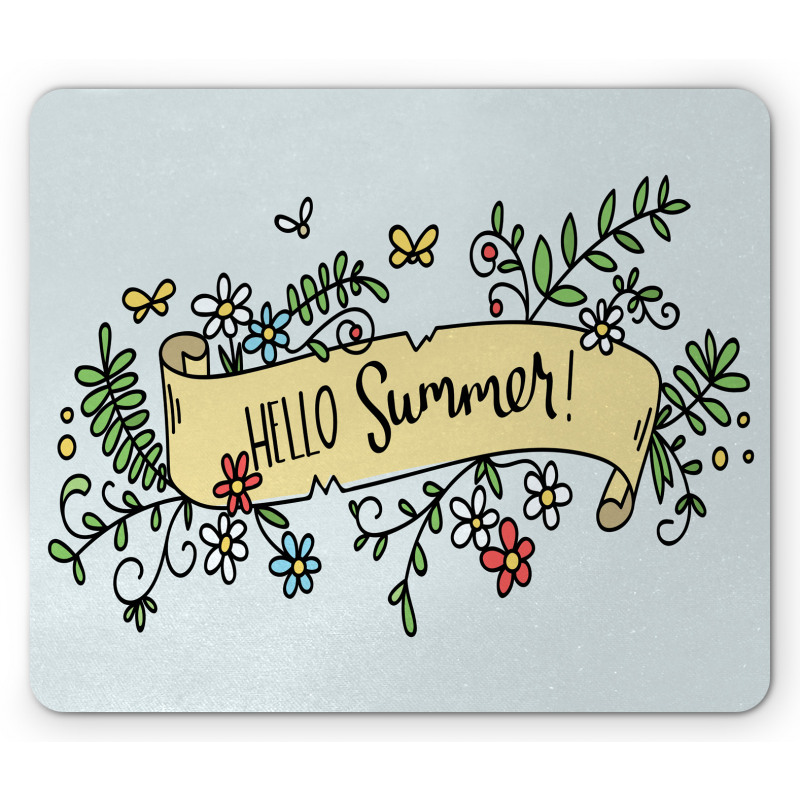 Floral Hello Summer Ribbon Mouse Pad