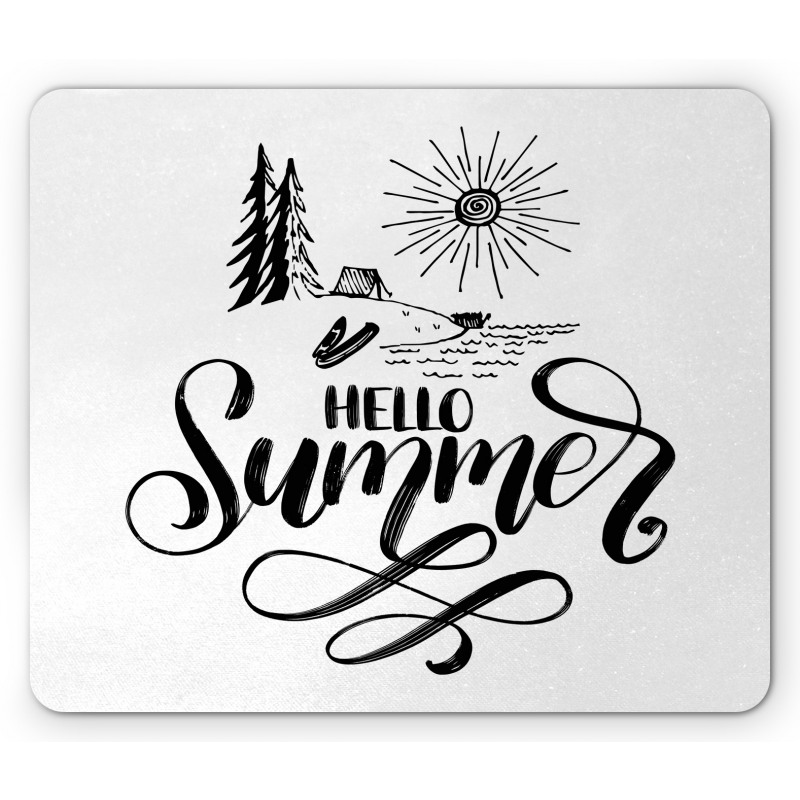 Hello Summer Camping Vacation Mouse Pad