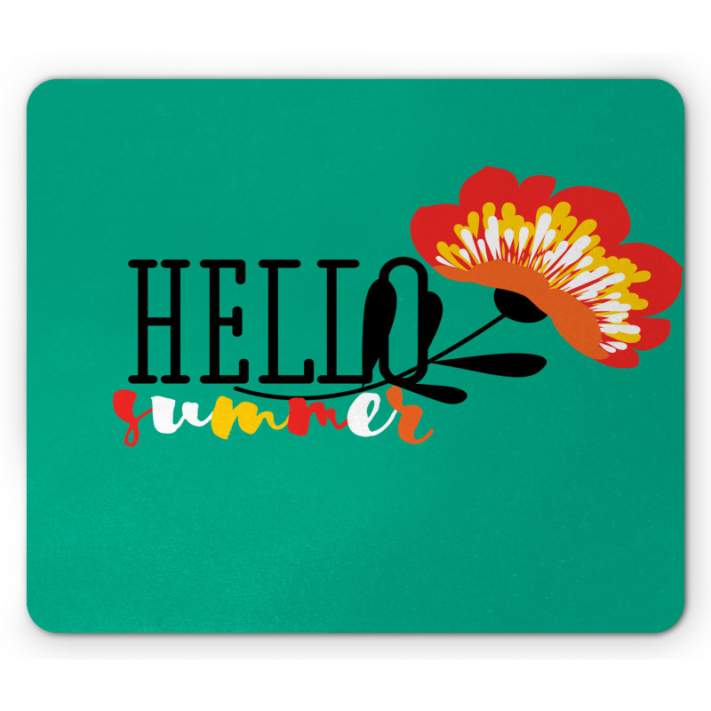 Floral Hello Summer Text Mouse Pad