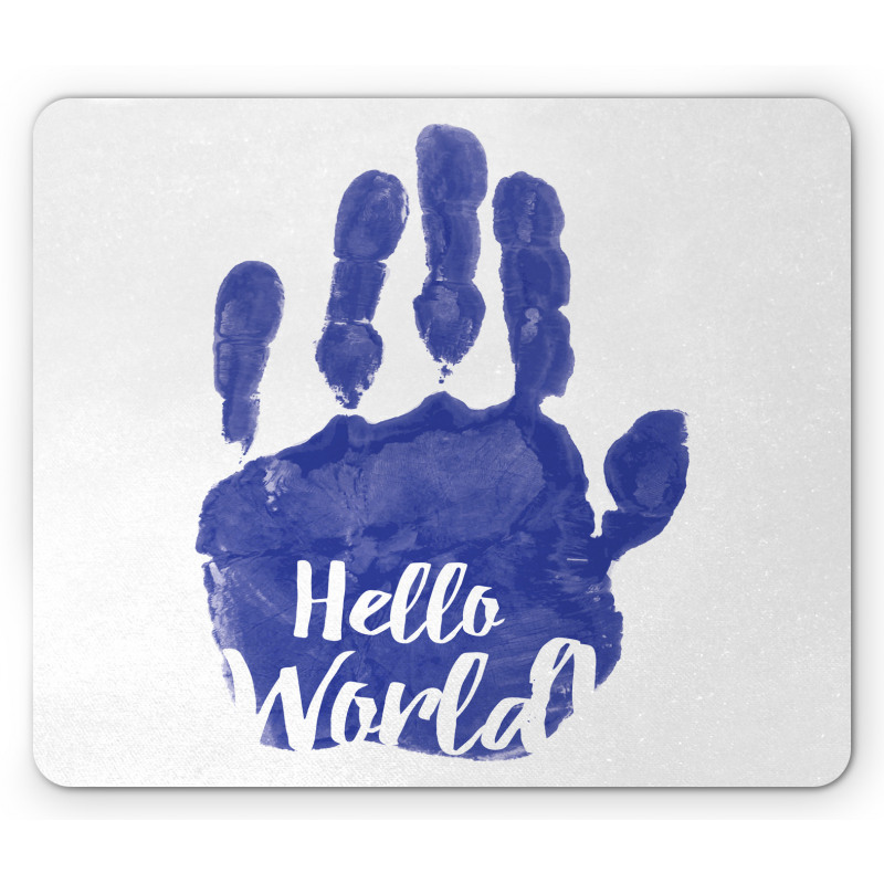 Hello World Color Hand Print Mouse Pad