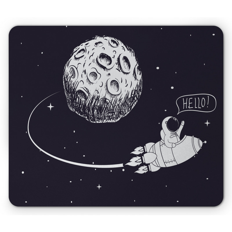 Hello Moon Astronaut Rocket Mouse Pad