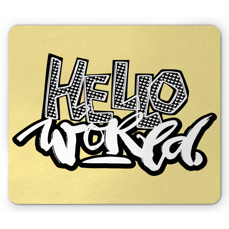 Hello World Graffiti Hearts Mouse Pad