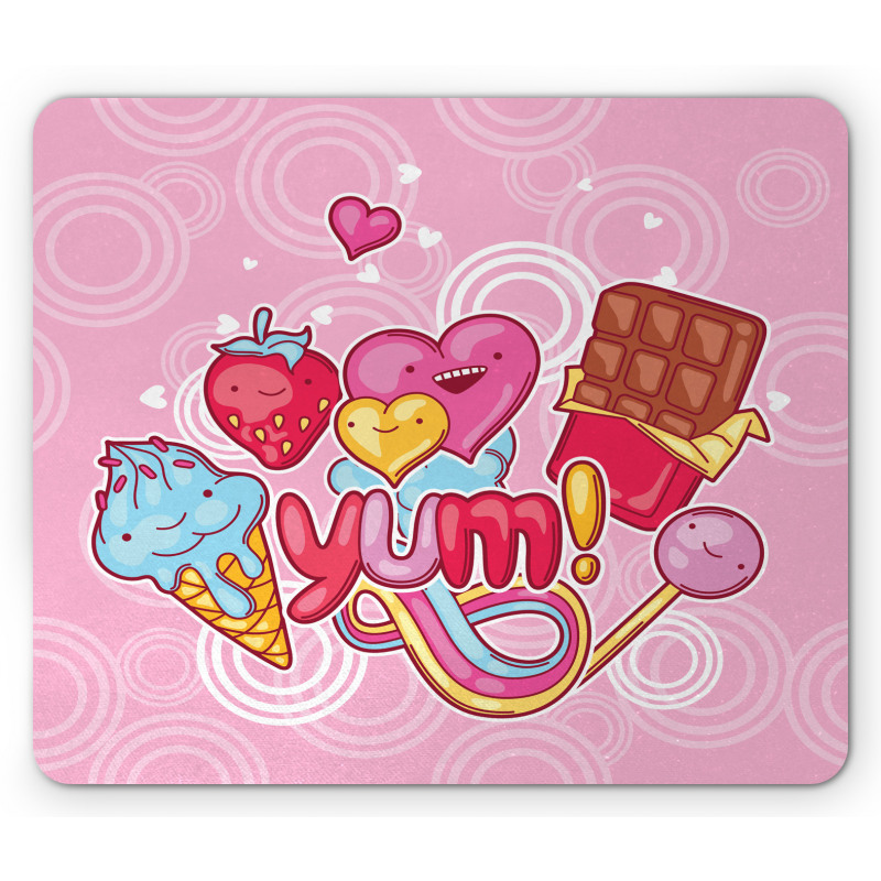 Heart Ice Cream Strawberry Mouse Pad