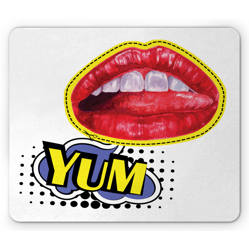 Woman Lips Wording Pop Artwork Mouse Pad