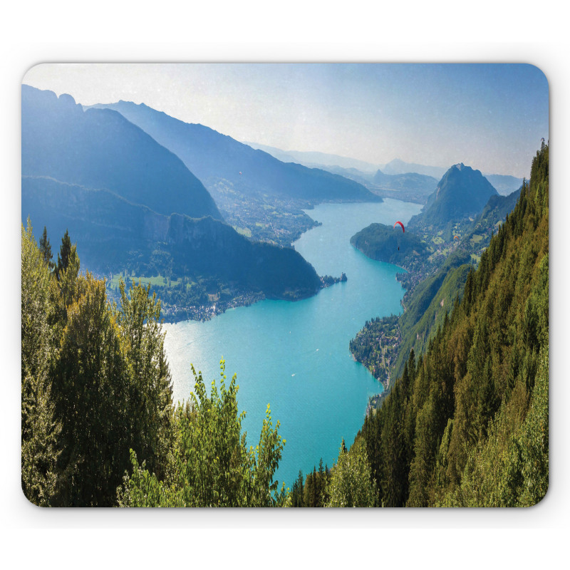 Aerial Annecy Lake Pine Mouse Pad