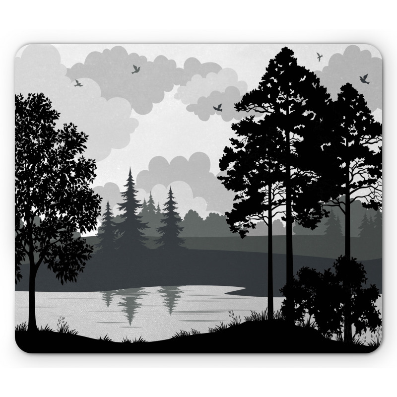 Tree River Flying Bird Mouse Pad