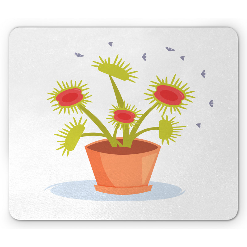 Plant and Fly Silhouettes Mouse Pad