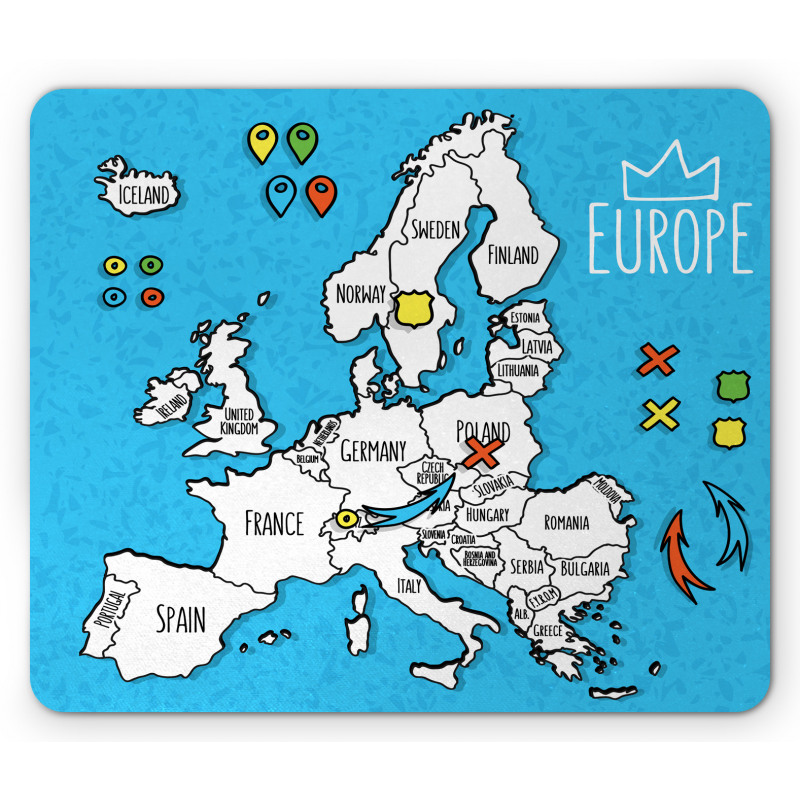 Accurate Map of the Europe Mouse Pad