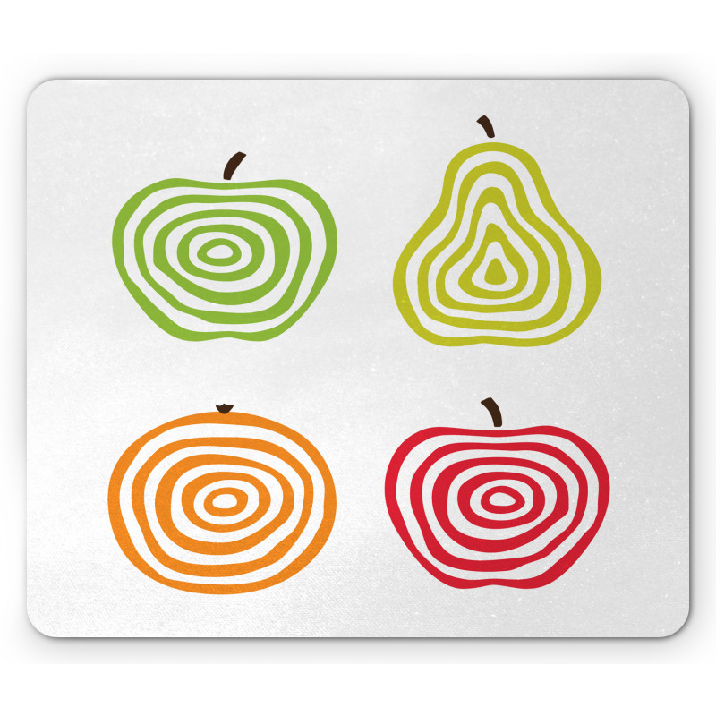 Apples Pear and Orange Line Mouse Pad