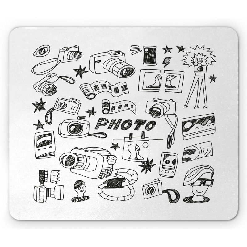 Doodle Camera Film Poeple Mouse Pad