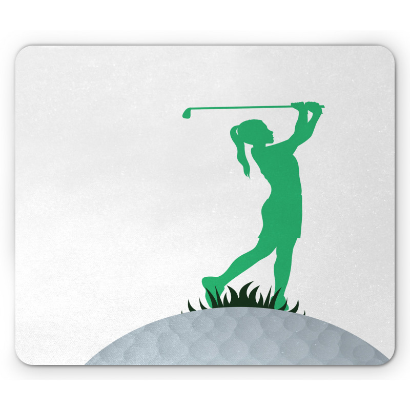 Woman Golf Player Taking Shot Mouse Pad